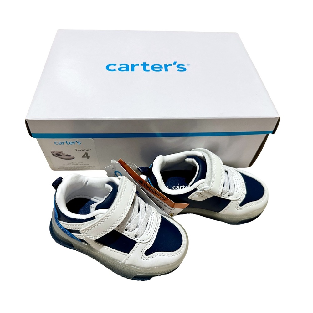 Carter's Toddler Navy and White Athletic Light-Up Sneakers Size 4